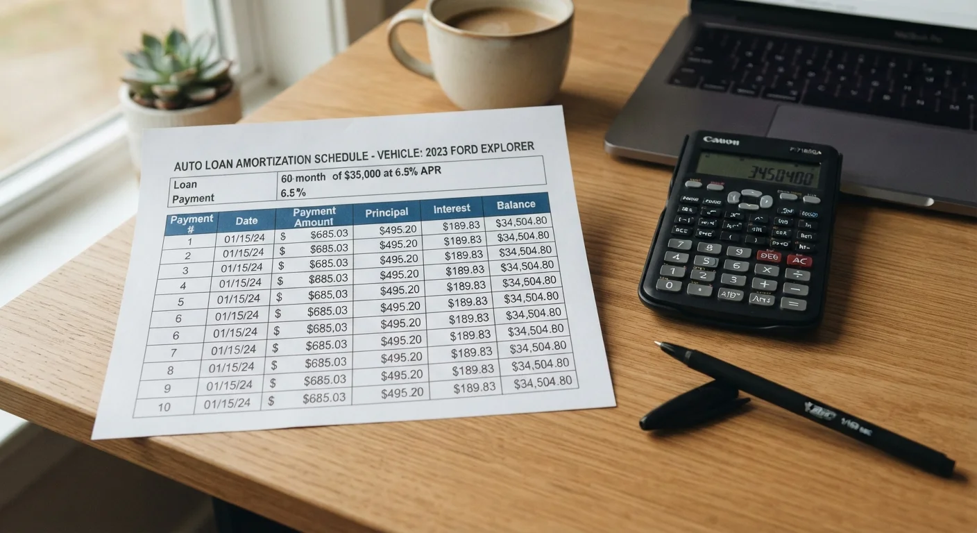 Reading an Auto Loan Amortisation Schedule
